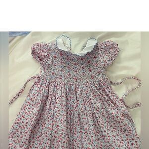 Rachel Riley Floral Smocked Dress - Red and White